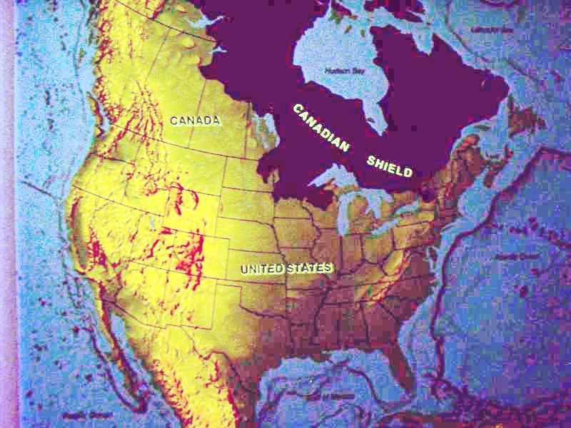 What are the physical characteristics of the Canadian Shield?